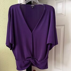 Express Women's Deep Purple Knot Front Blouse